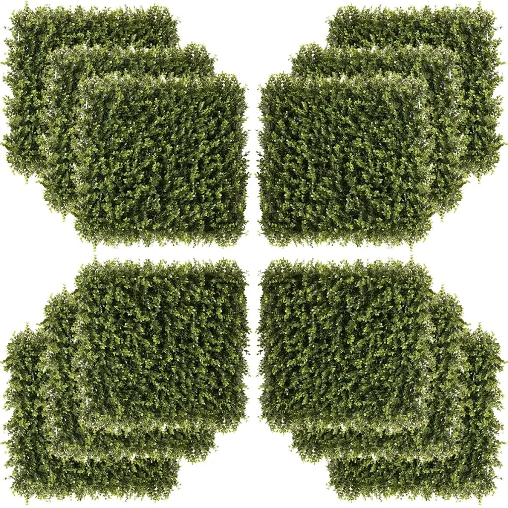 12 pieces artificial plant wall hedge 50x50 cm UV protection privacy screen float grass design hedge plant for garden ou