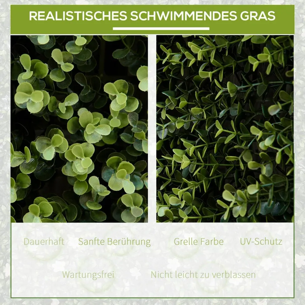 12 pieces artificial plant wall hedge 50x50 cm UV protection privacy screen float grass design hedge plant for garden ou