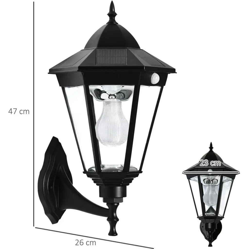 Solar wall light - Black - 23 x 26 x 47 cm
