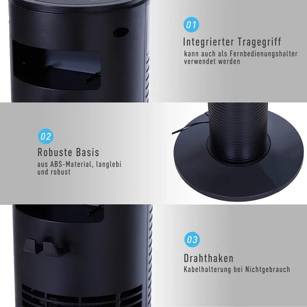 Tower fan with remote control