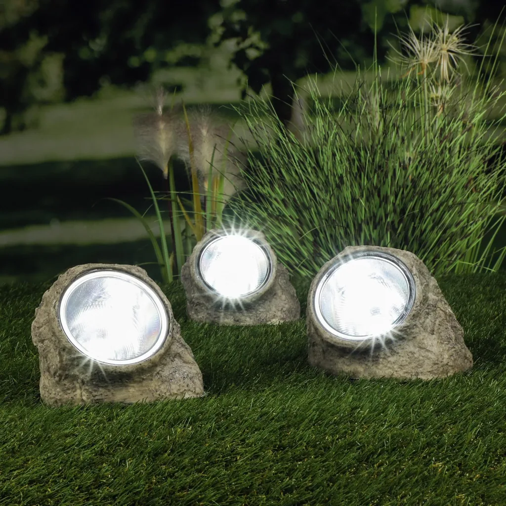 Solar Stein mit 4 LED, 3er Set