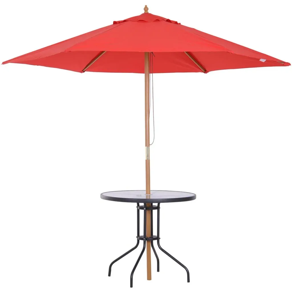 Garden table with parasol holder black