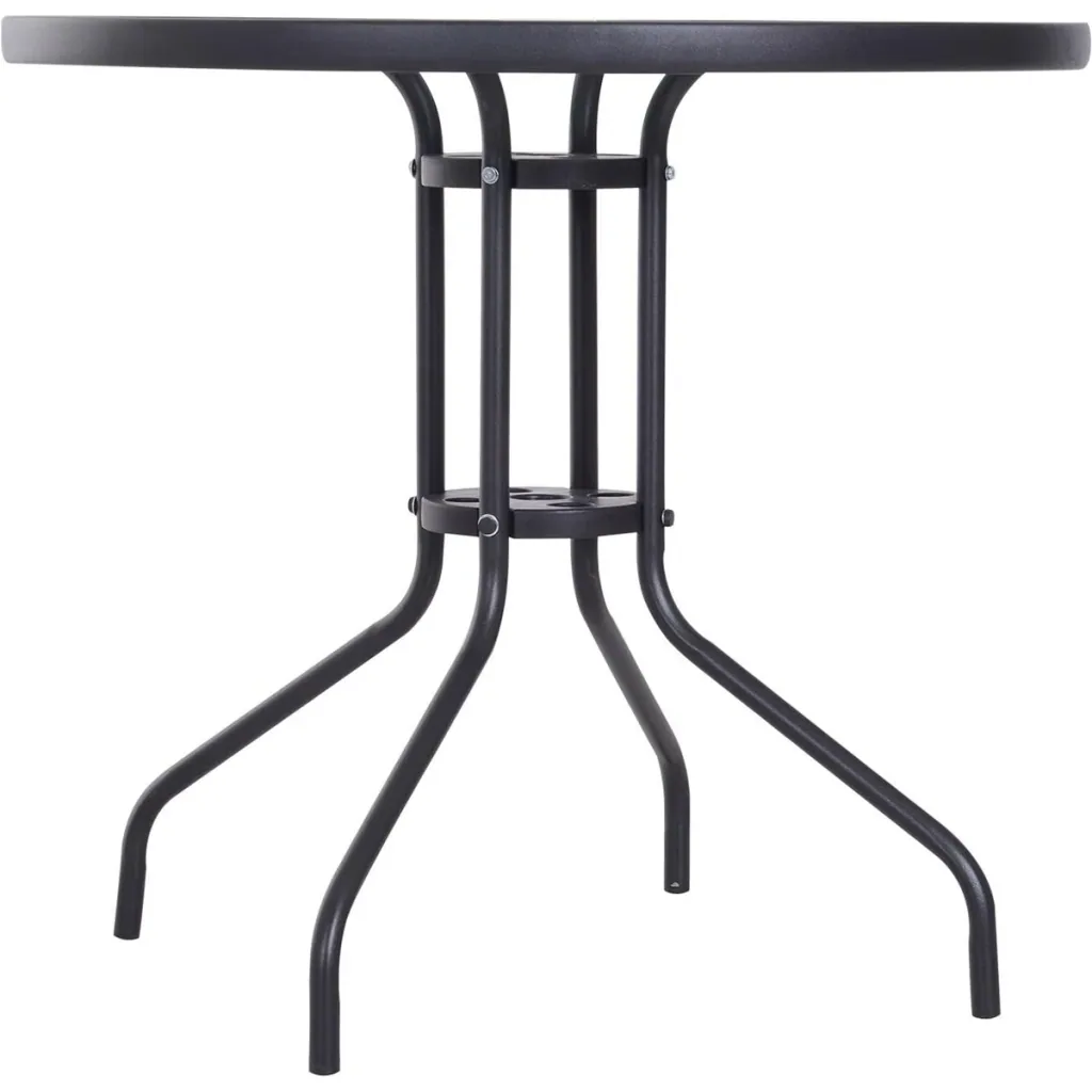 Garden table with parasol holder black