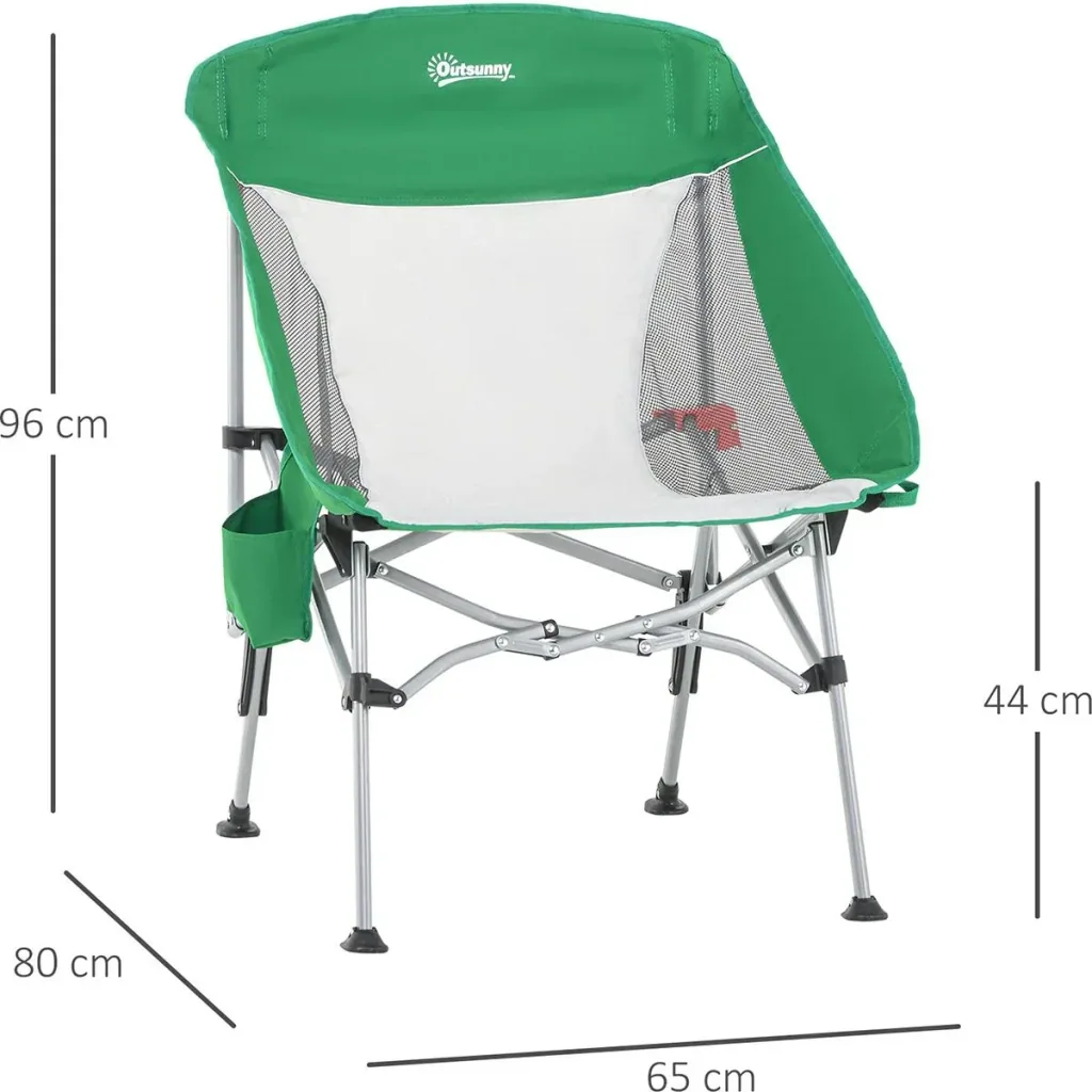Folding camping chair green, silver