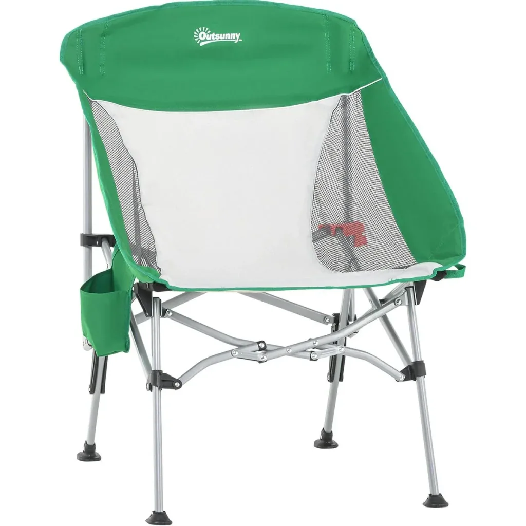 Folding camping chair green, silver