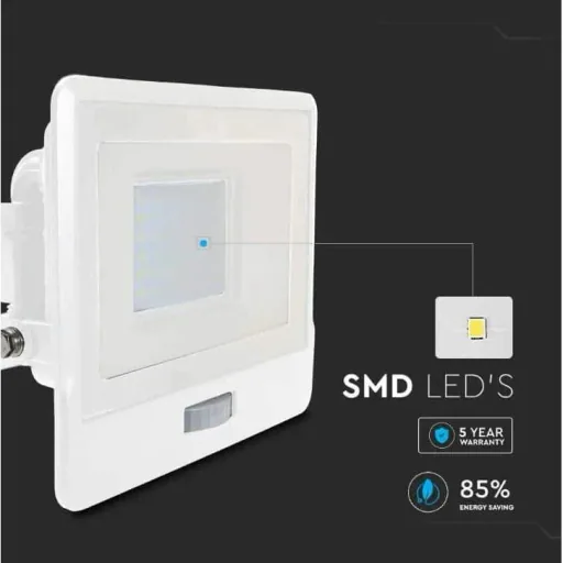 VT-138S LED Floodlight with Sensor - 30 W - 2340 Lm - 4000K - White