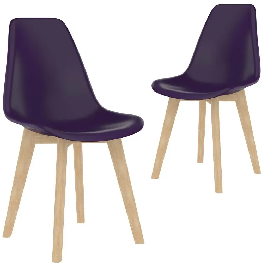 2-piece dining room chairs, plastic, purple