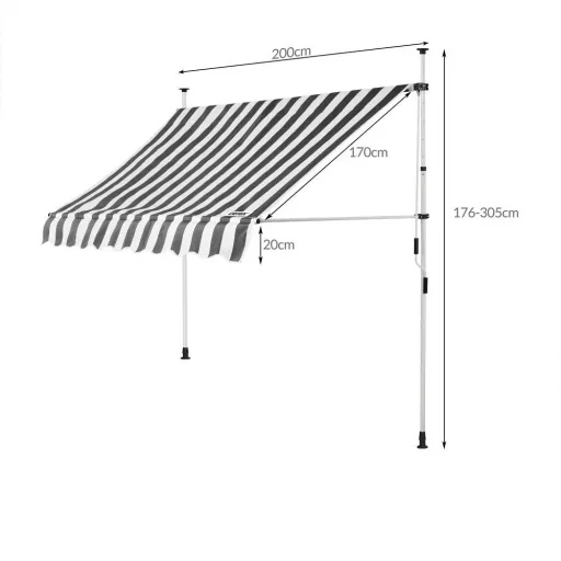 Clamp awning white/grey 200cm