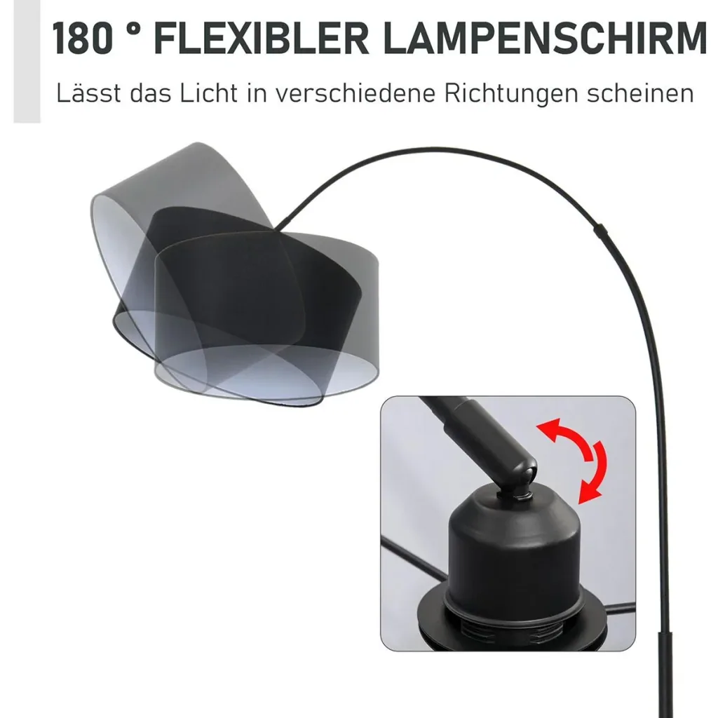 Floor lamp with 180° adjustable lampshade black