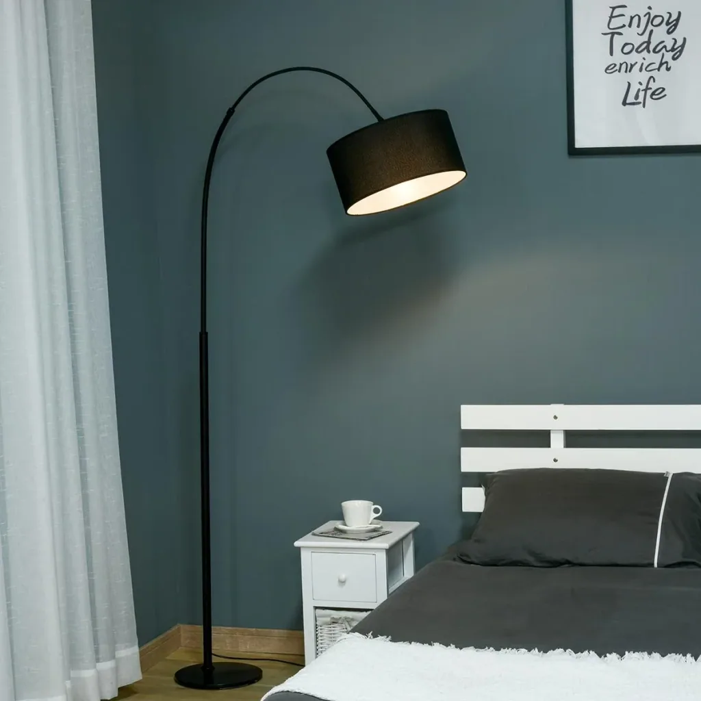 Floor lamp with 180° adjustable lampshade black