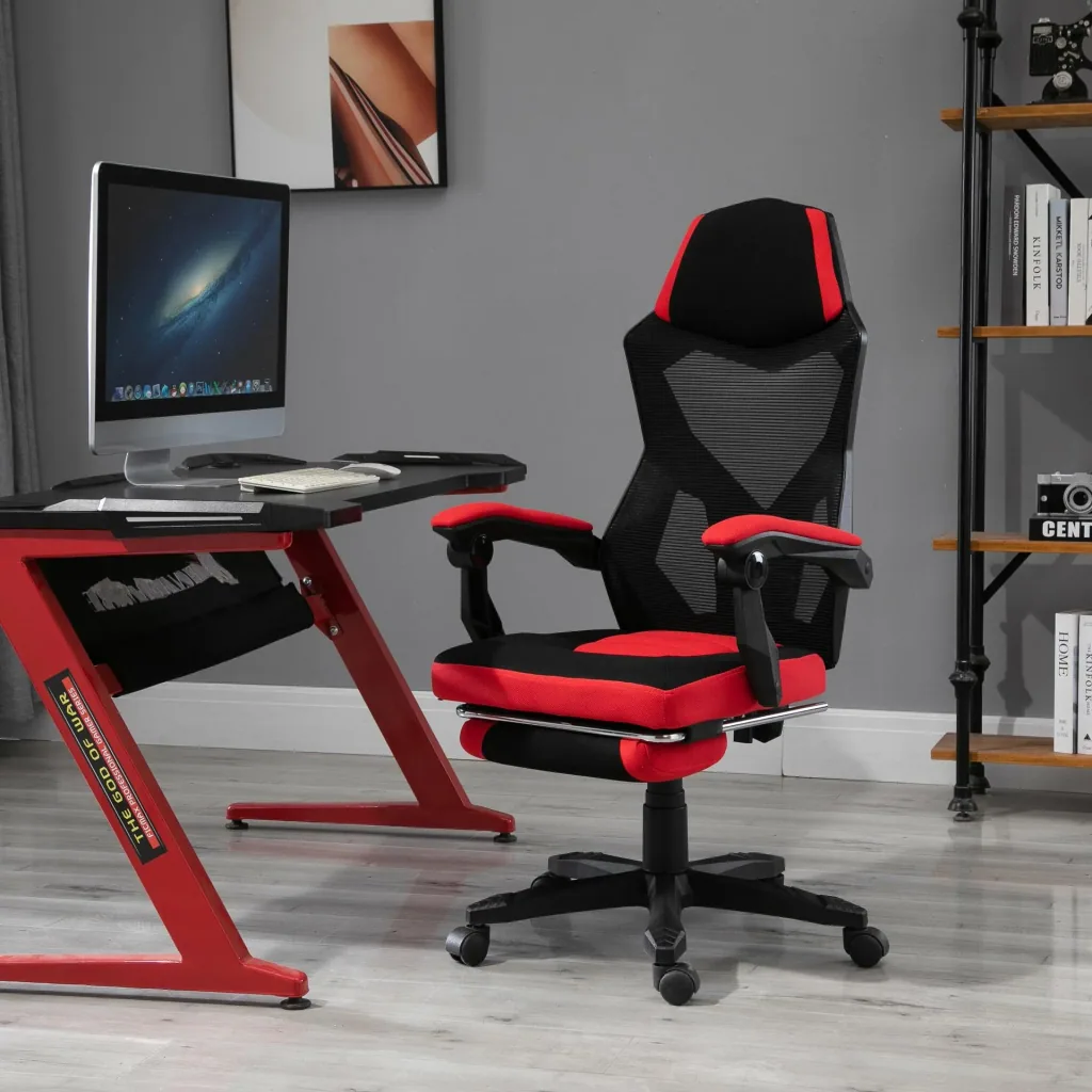 Gaming chair with footrest