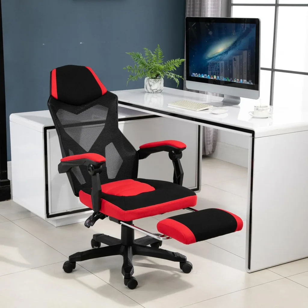 Gaming chair with footrest