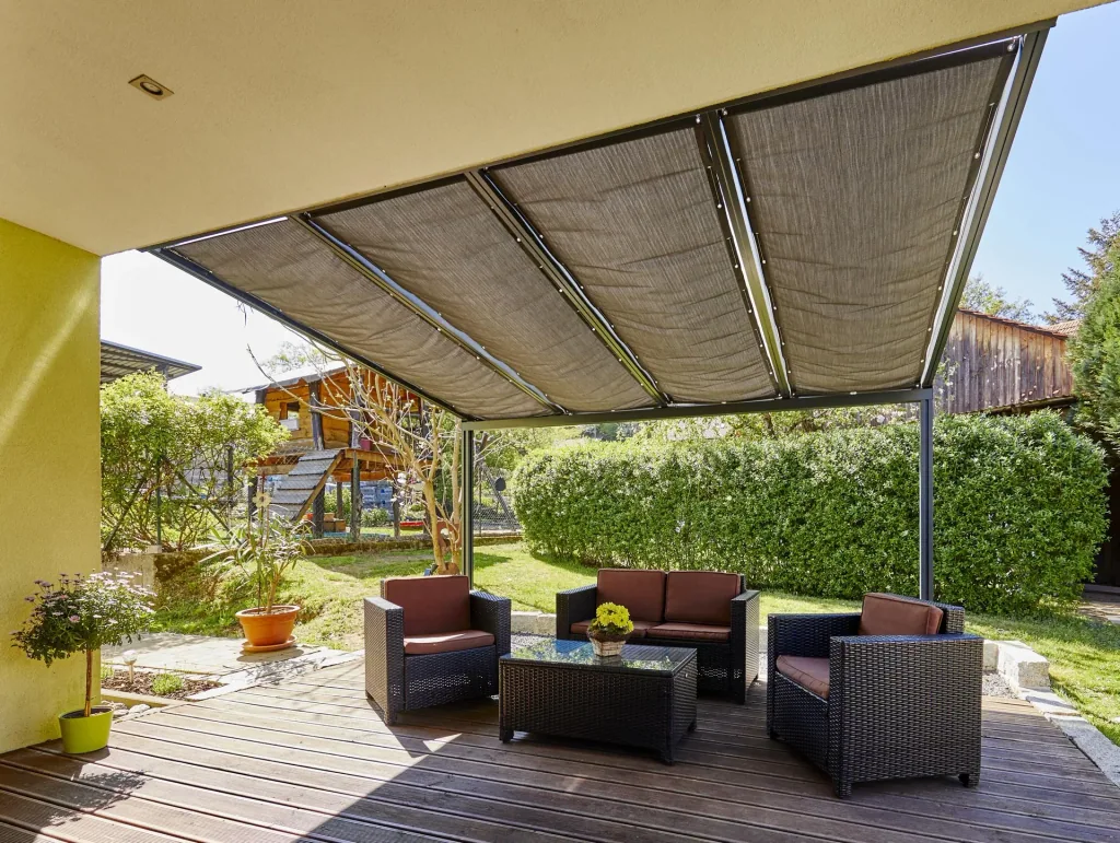 Shading with cable guide, 1155 x 2900 mm - Fabric graphite, dark grey