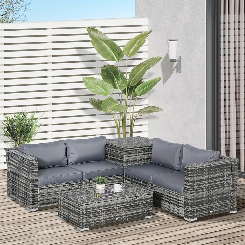 6-piece garden furniture set, steel, grey