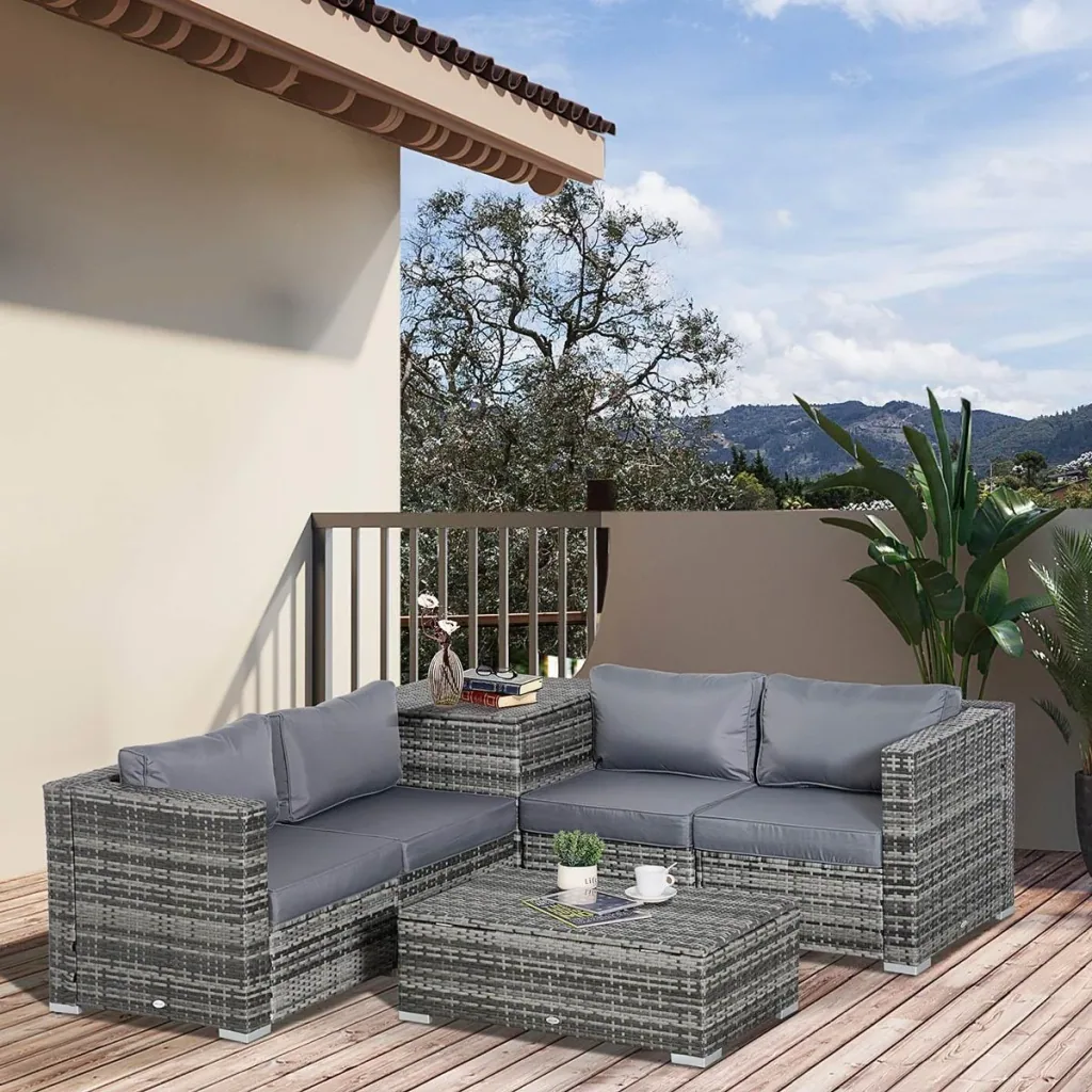 6-piece garden furniture set, steel, grey