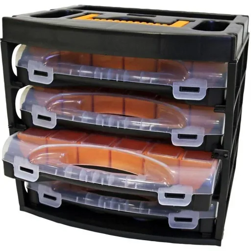 2x storage box with 4 assortment boxes - 31.3x27x29.7 cm