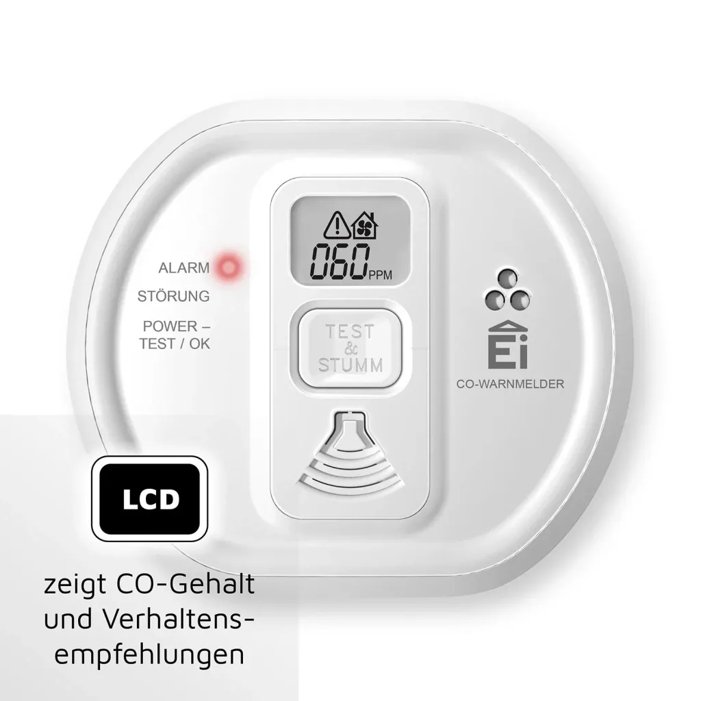Carbon monoxide (CO) alarm Ei208D with LCD display