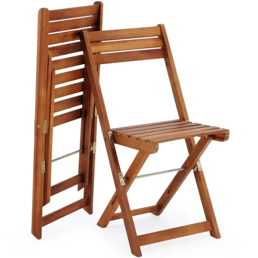 3-piece acacia wood balcony set - 2 chairs and 1 table