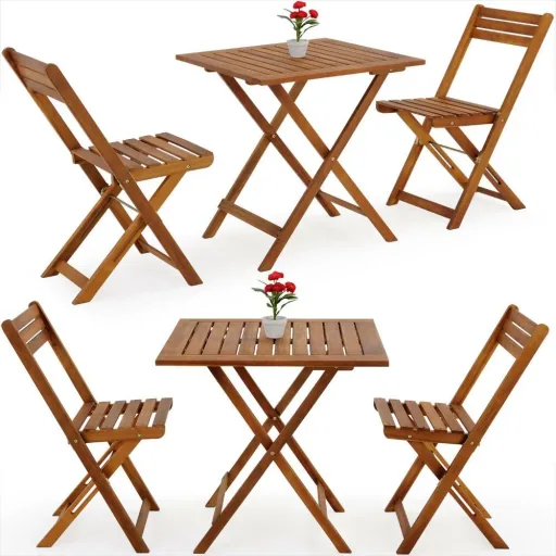 3-piece acacia wood balcony set - 2 chairs and 1 table