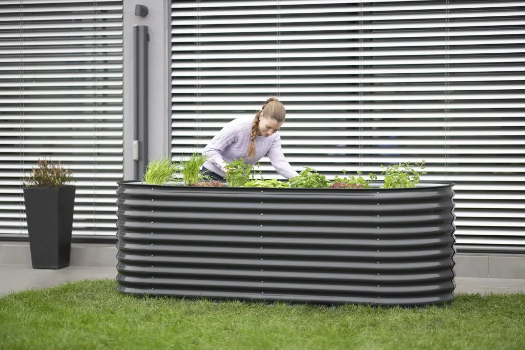 Raised Bed Grow Faster, 240×80×82 cm, Anthracite – Metal made of galvanized corrugated sheet