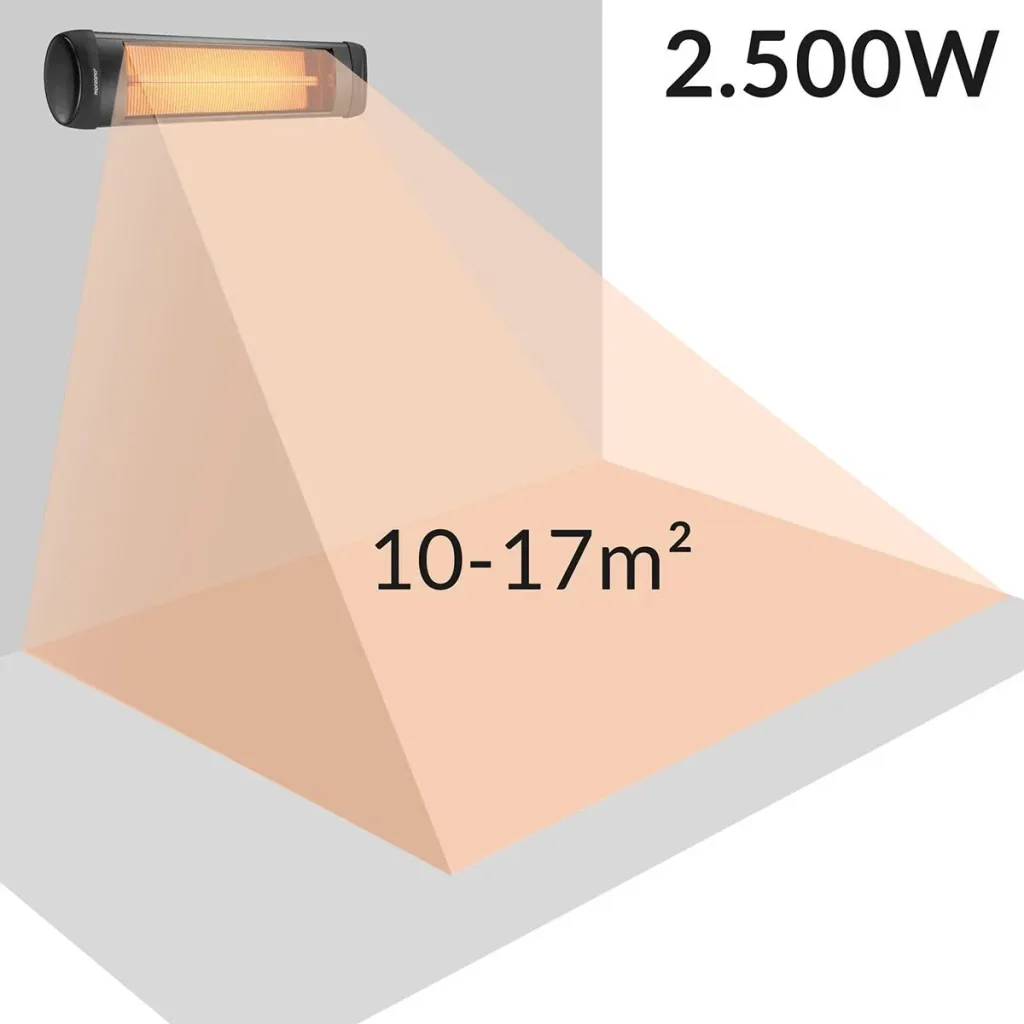 Infrared heater - 2500W - with timer and remote control