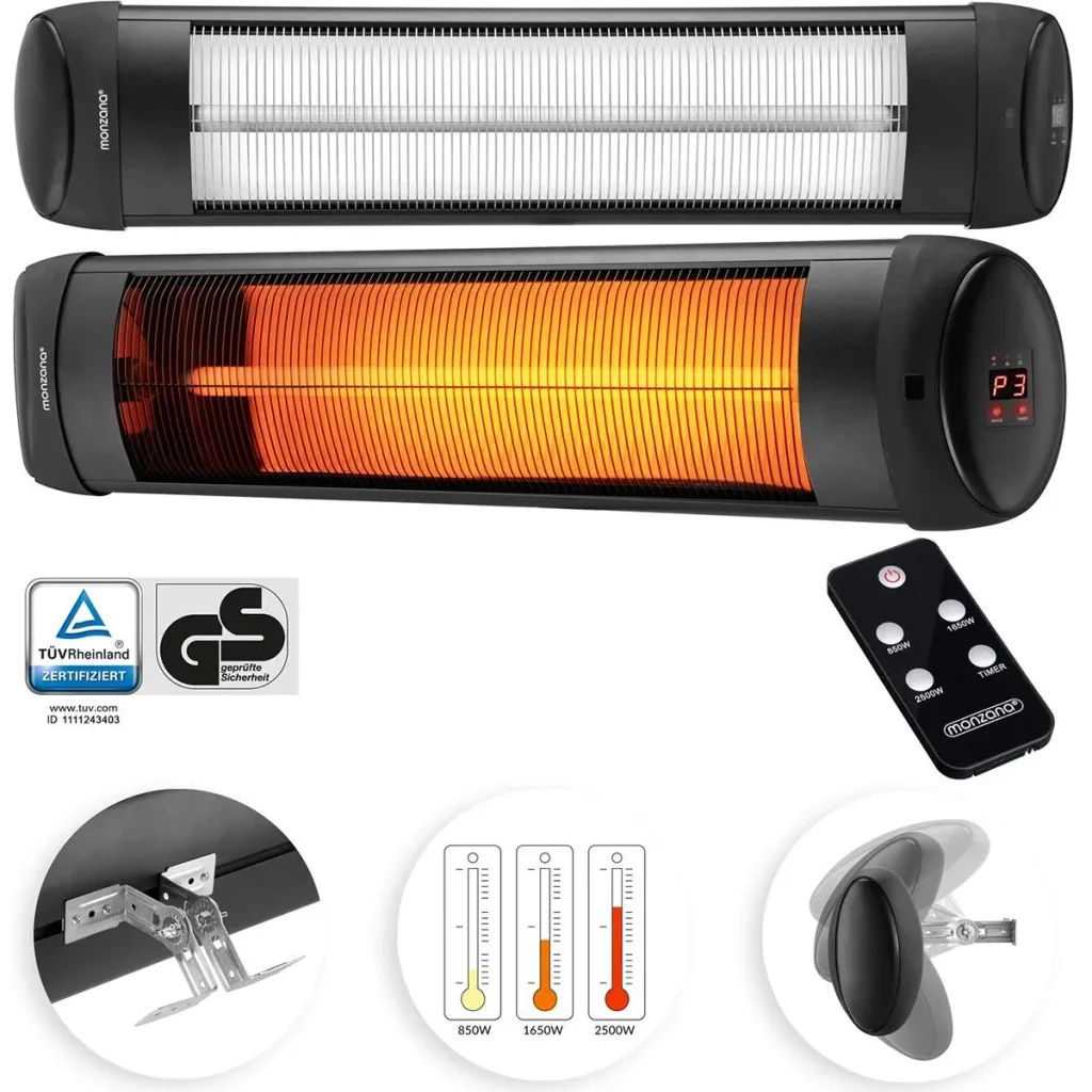 Infrared heater - 2500W - with timer and remote control