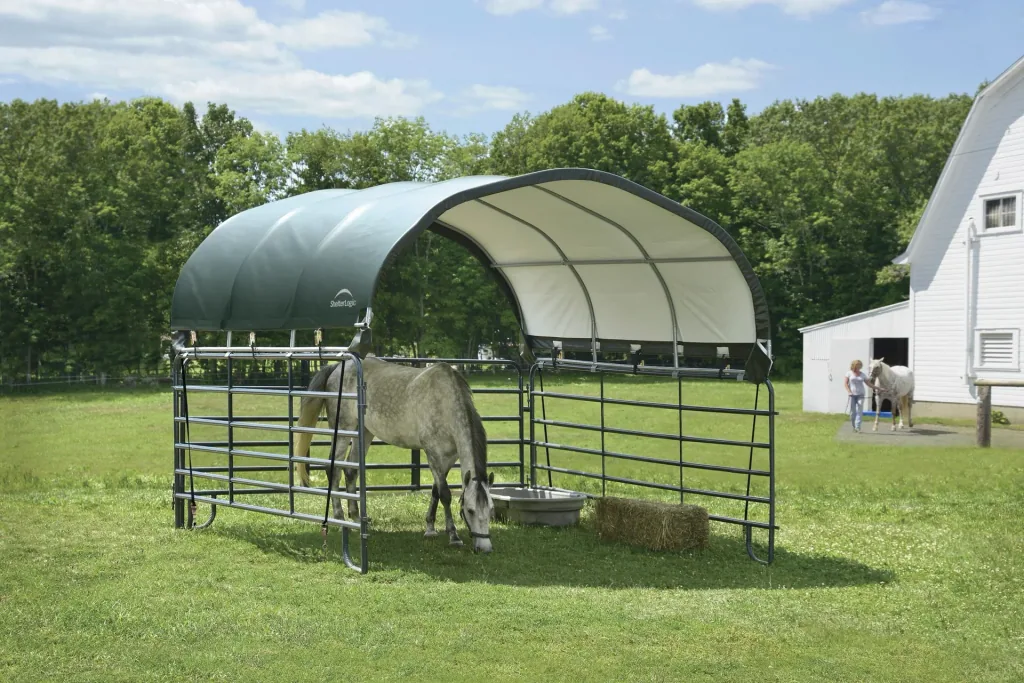 ShelterLogic Pasture Shelter Canopy 13.7 m², Green, 370×370 cm – Replacement Roof/Cover without Frame, Weatherproof