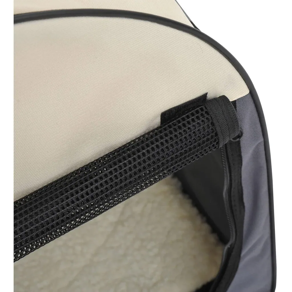 Dog transport box, foldable, size L - 70x51x59 cm, dark grey-cream