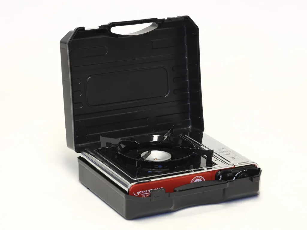 Compact gas table cooker Premium RS 220 with integrated cartridge compartment