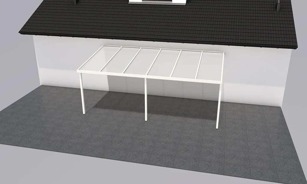 Patio roof Premium, white, 6110 x 3060 mm - Polycarbonate multi-wall sheets 16 mm, opal