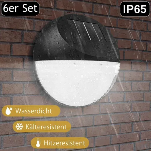 LED solar lamp - wall light set of 6 - diameter 11 cm