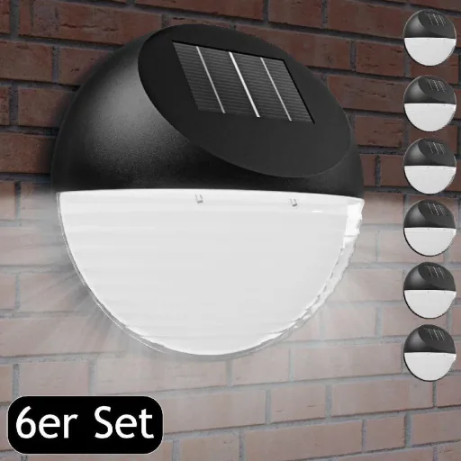 LED solar lamp - wall light set of 6 - diameter 11 cm