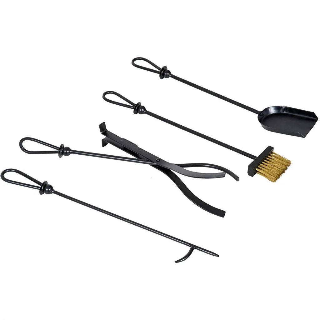 Firewood rack with fireplace tools black