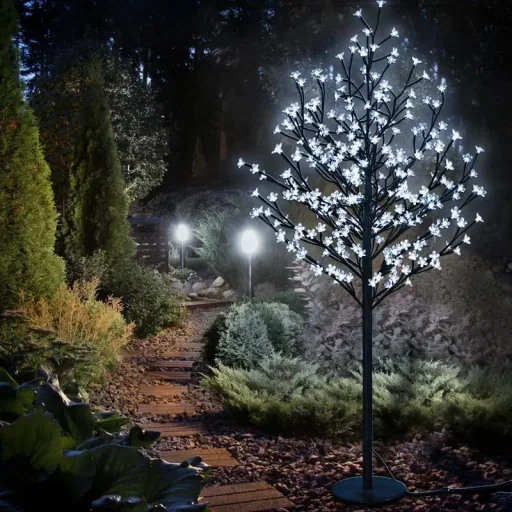 Cherry blossom tree with 200 LEDs, 180 cm for indoor/outdoor use
