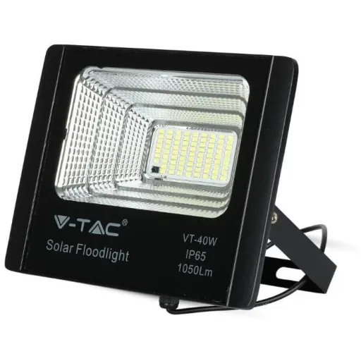 VT-40W Solar Floodlight with Solar Panel - 1050 Lm - 6000K - Black
