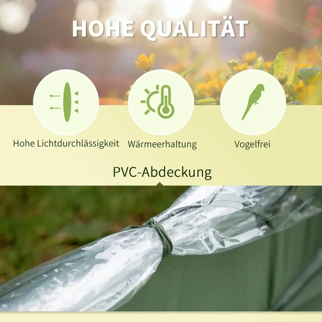 Pop-Up Greenhouse with 4 Zippered Doors, Greenhouse, Tomato House, Cold Frame, Steel, PVC, Transparent, 250 x 125 x 135 cm