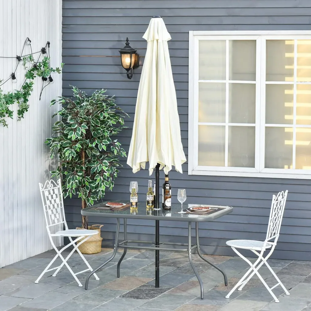 Garden table with umbrella hole carbon grey