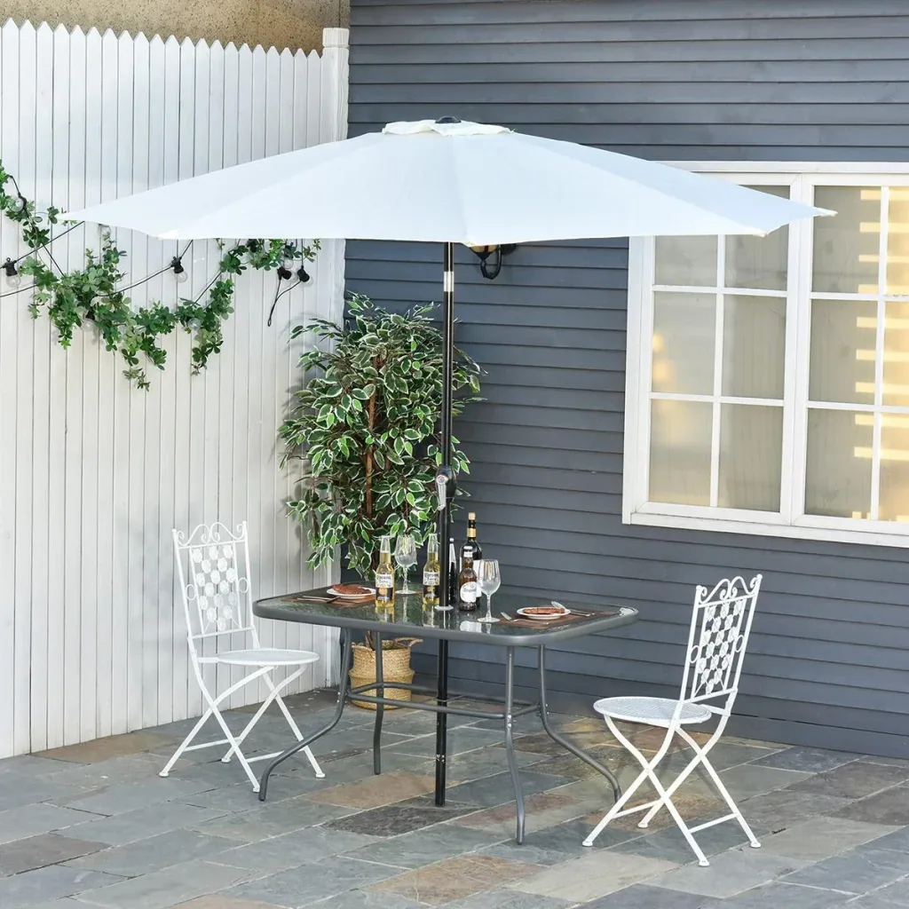 Garden table with umbrella hole carbon grey