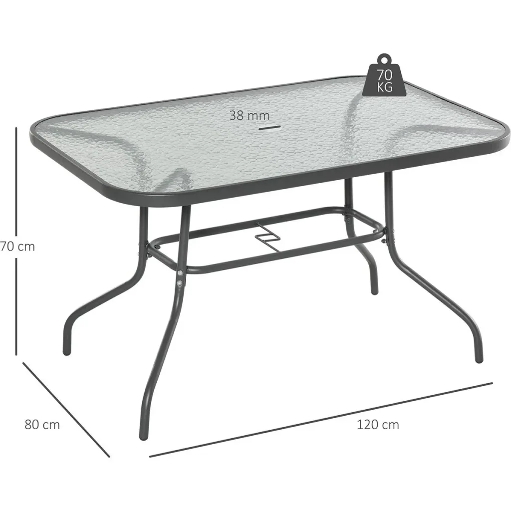 Garden table with umbrella hole carbon grey