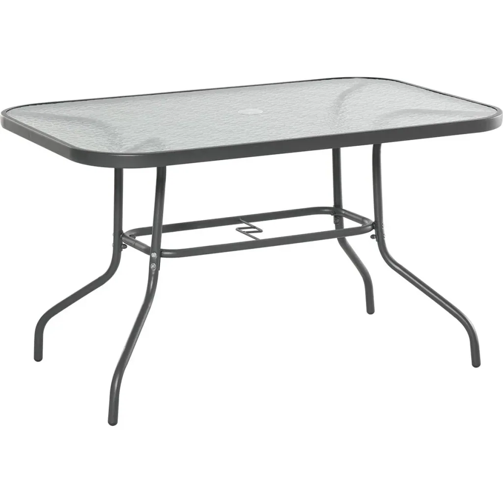 Garden table with umbrella hole carbon grey