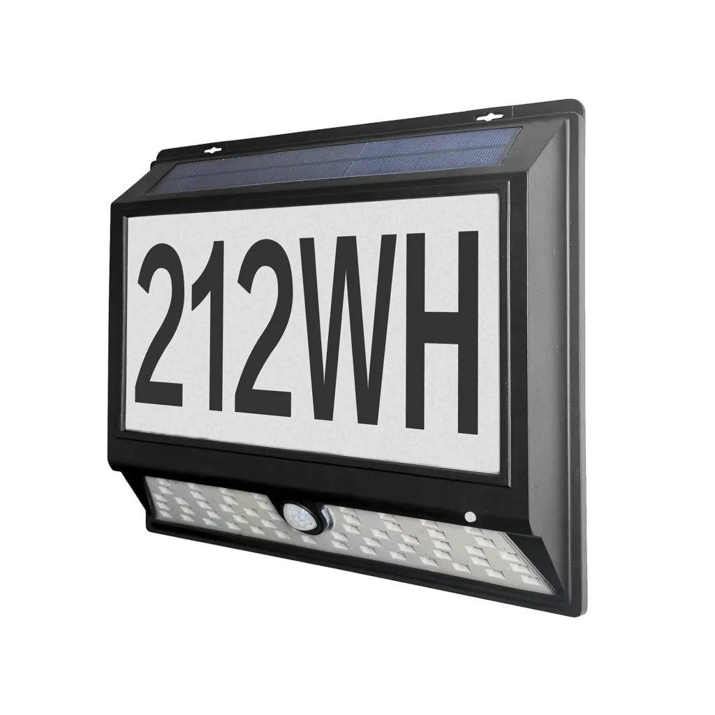 LED solar house number and wall light with motion detector