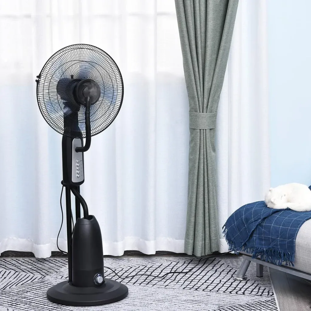 Pedestal fan with water atomizer black/silver