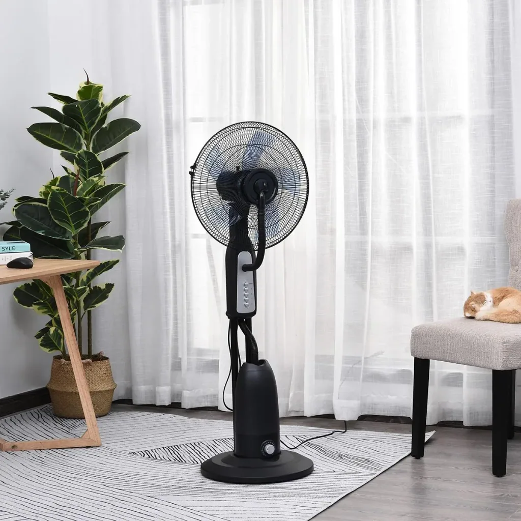 Pedestal fan with water atomizer black/silver