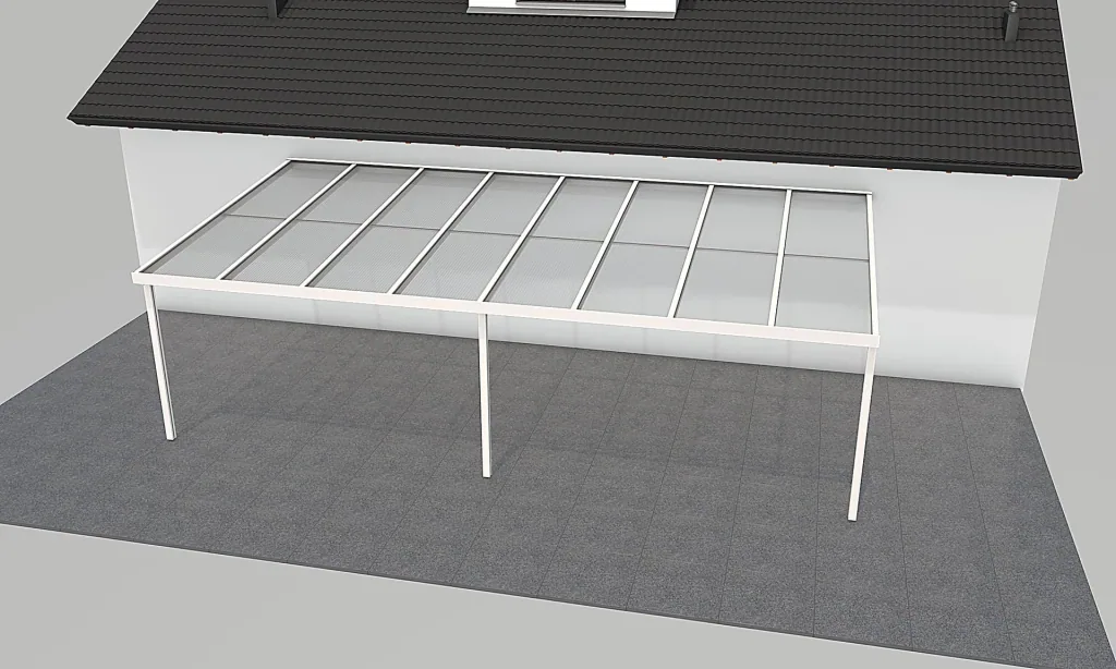 Patio roof Premium, white, 8125 x 4060 mm - Polycarbonate multi-wall sheets 16 mm, clear