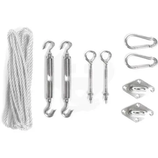 Shade cloth triangle dark grey including Perel fixing kit - 3.6x3.6x3.6m