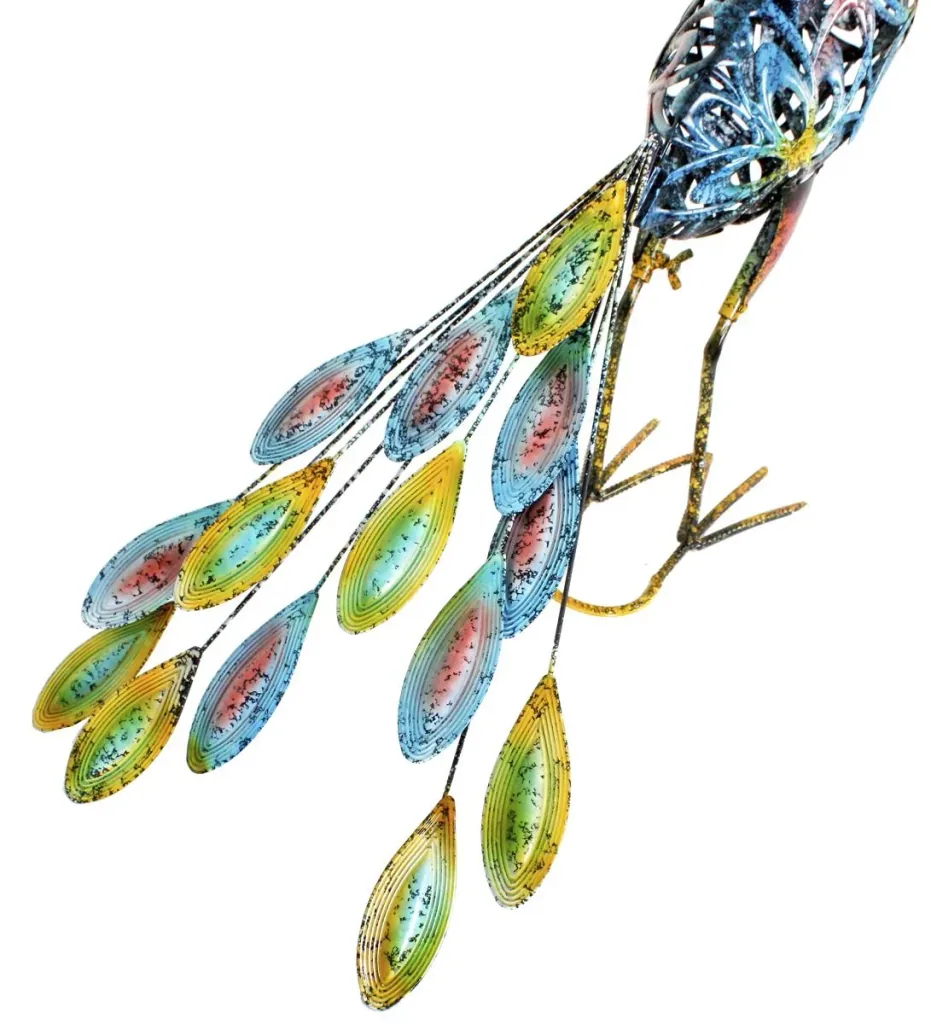 Metal decorative peacock Clyde with LED - solar powered