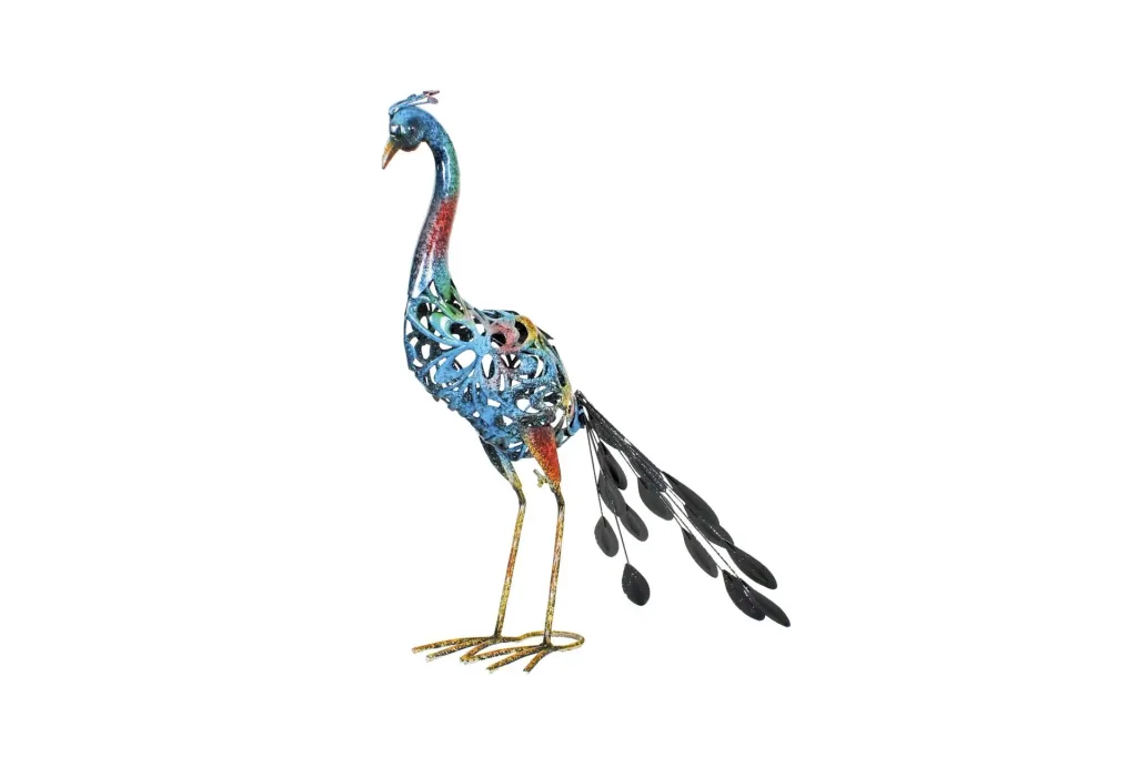 Metal decorative peacock Clyde with LED - solar powered