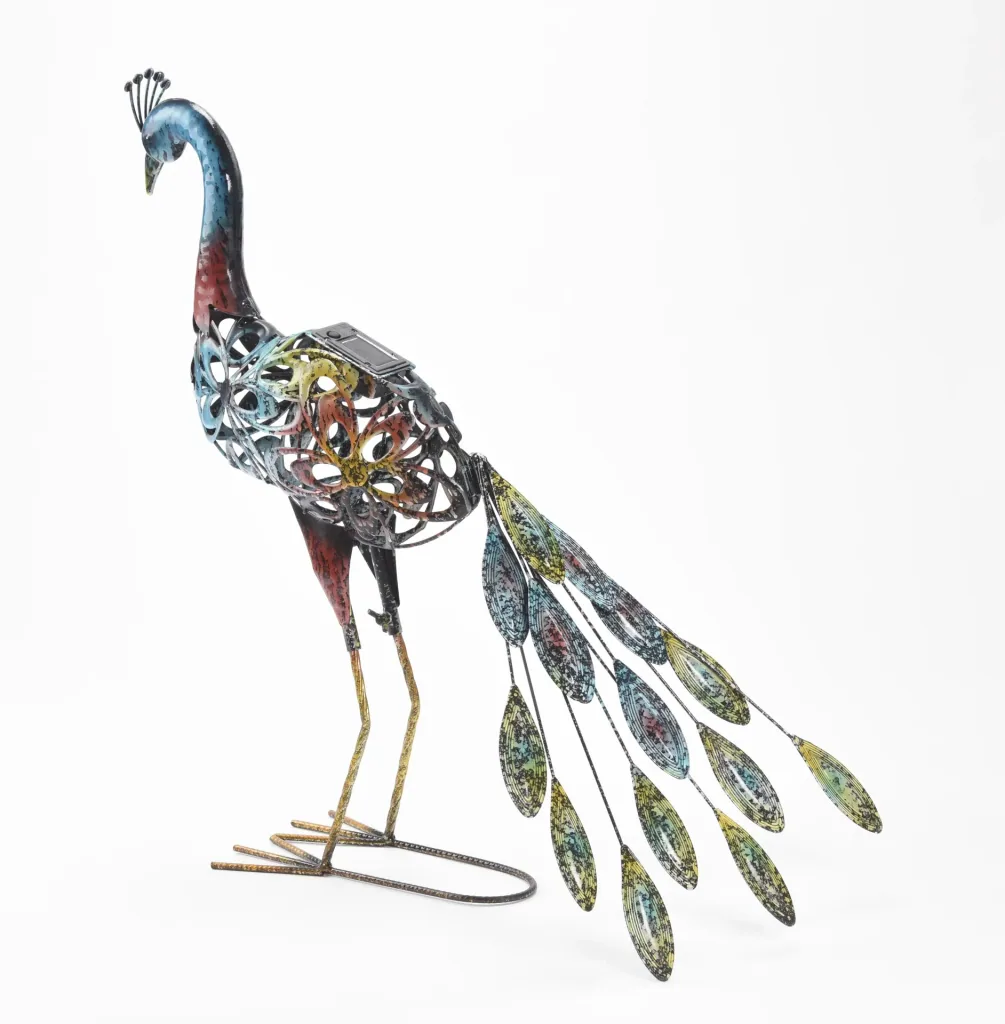 Metal decorative peacock Clyde with LED - solar powered