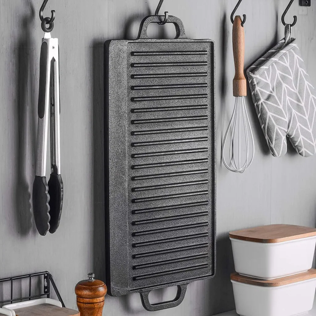 2-in-1 reversible cast iron grill plate