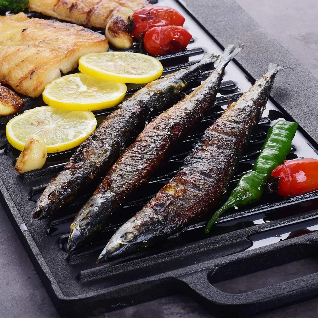 2-in-1 reversible cast iron grill plate